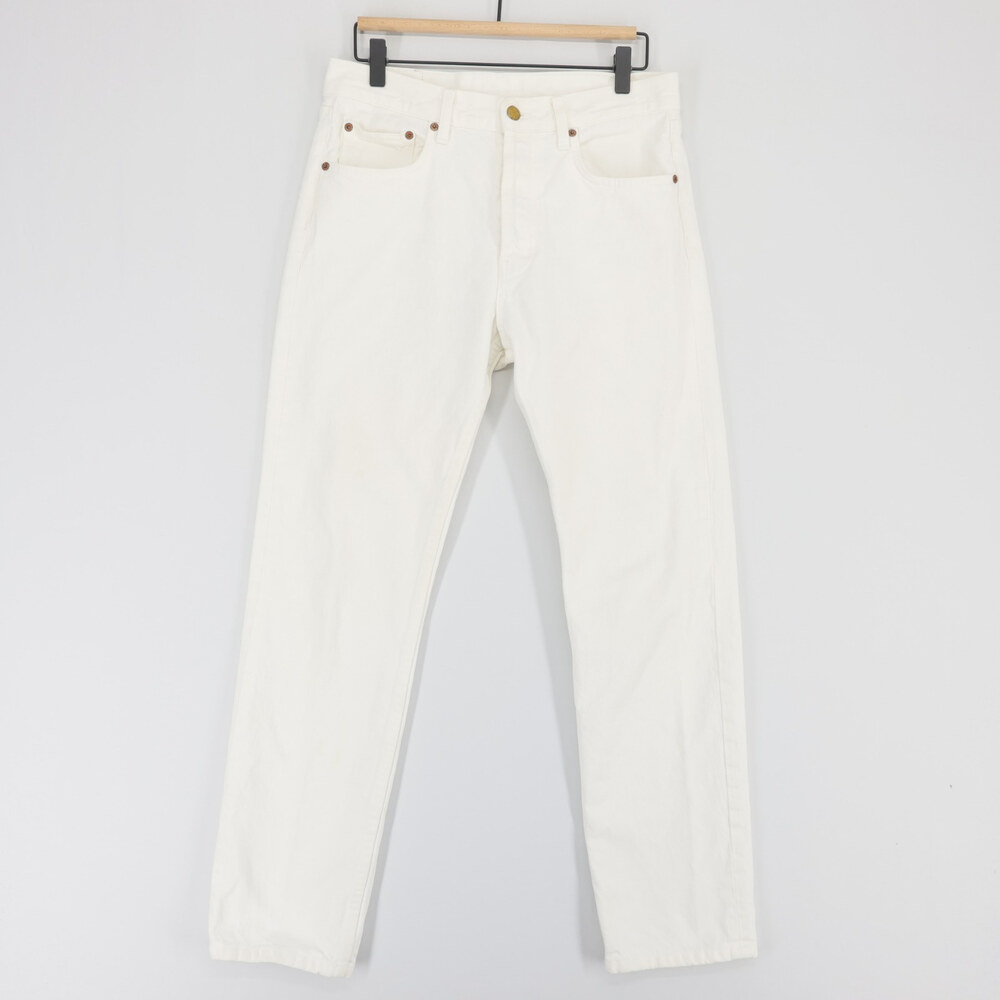 B Sides Jeans Womens 28 Off White Button Fly High Rise Straight Leg Denim